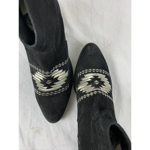 Musse & Cloud Black And Metallic Silver Embroidered Ginger Ankle Boots Bootie - Picture 6 of 12